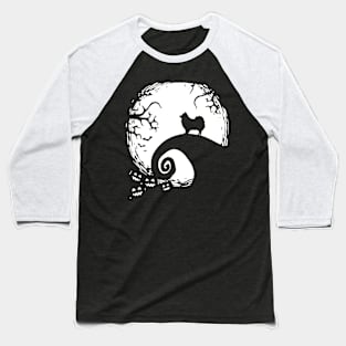 Pomeranian With Moon Halloween Baseball T-Shirt